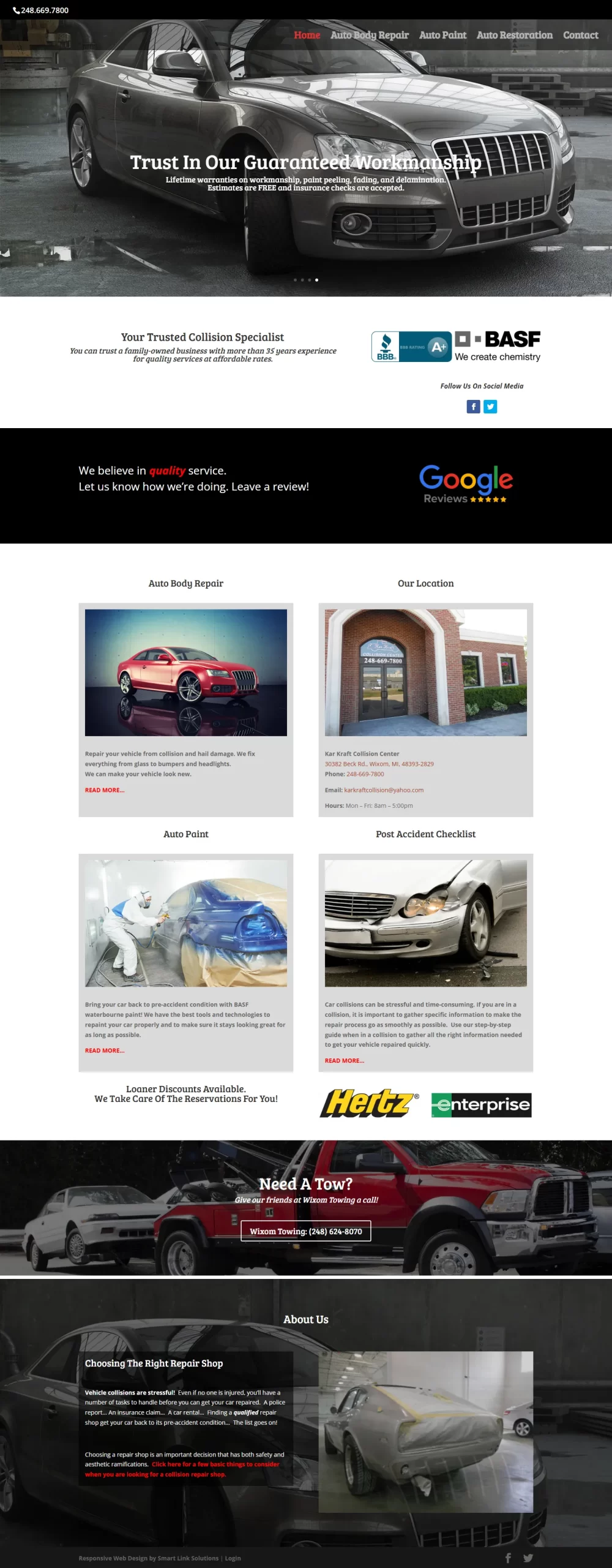 Kar Kraft Collision Center Website