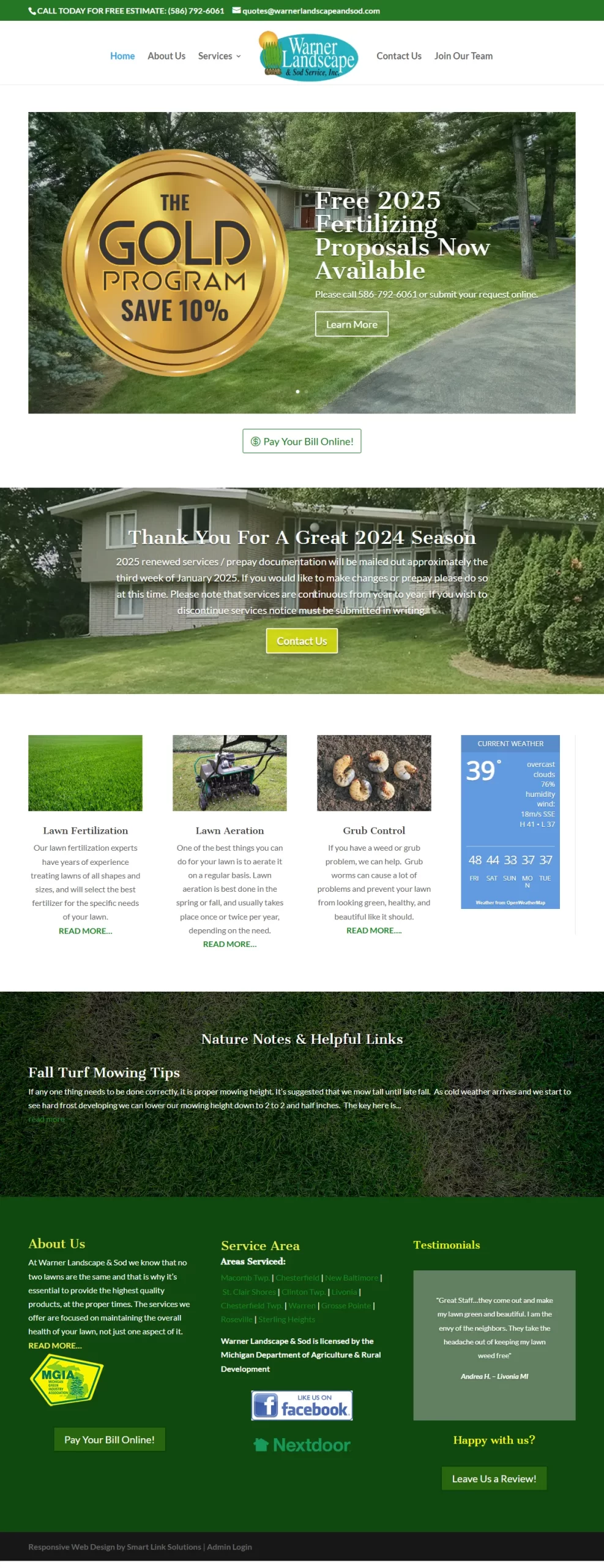 Warner Landscape and Sod Website
