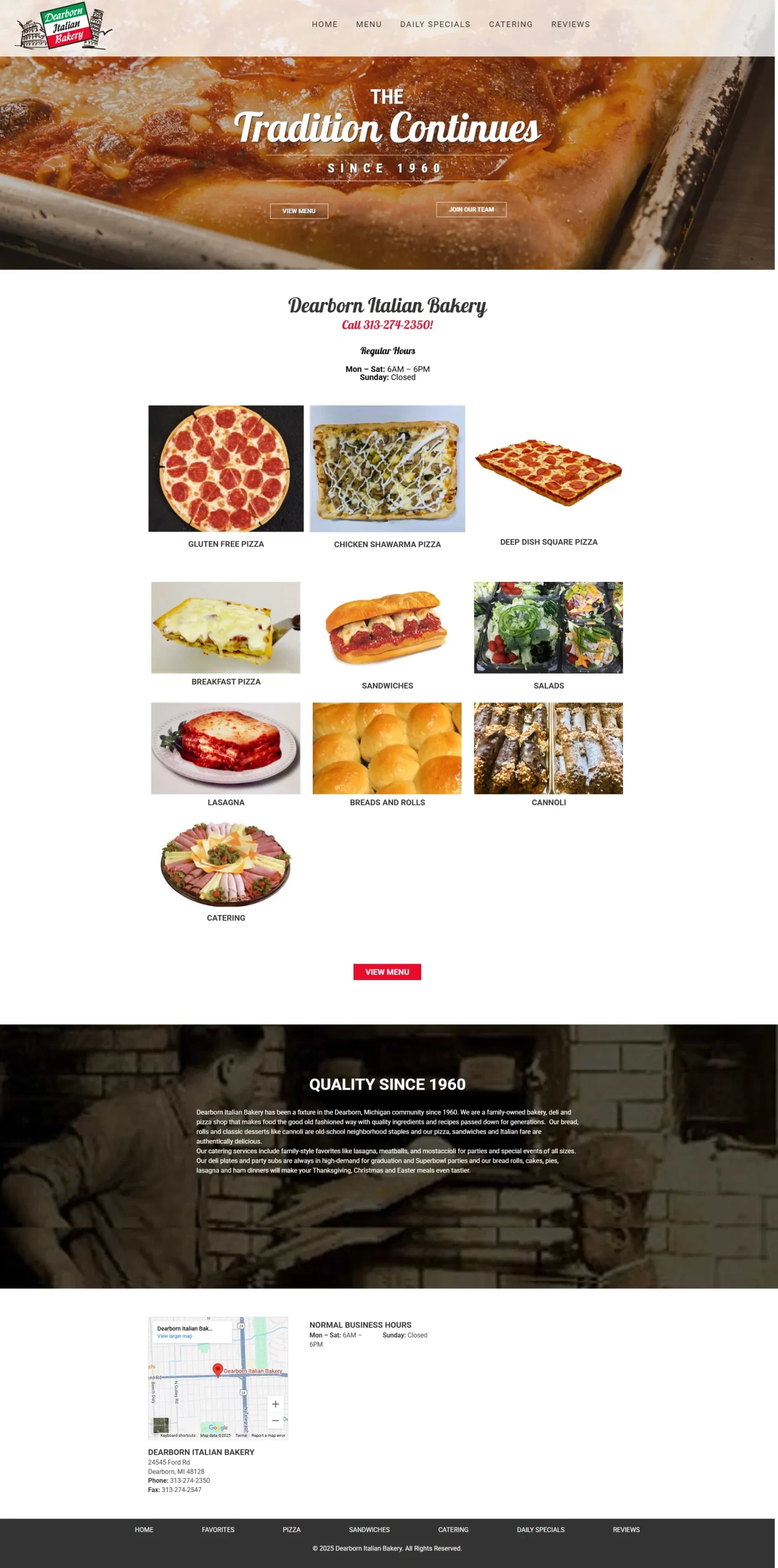 Dearborn Italian Bakery Homepage Screenshot Dearborn Italian Bakery Homepage Screenshot