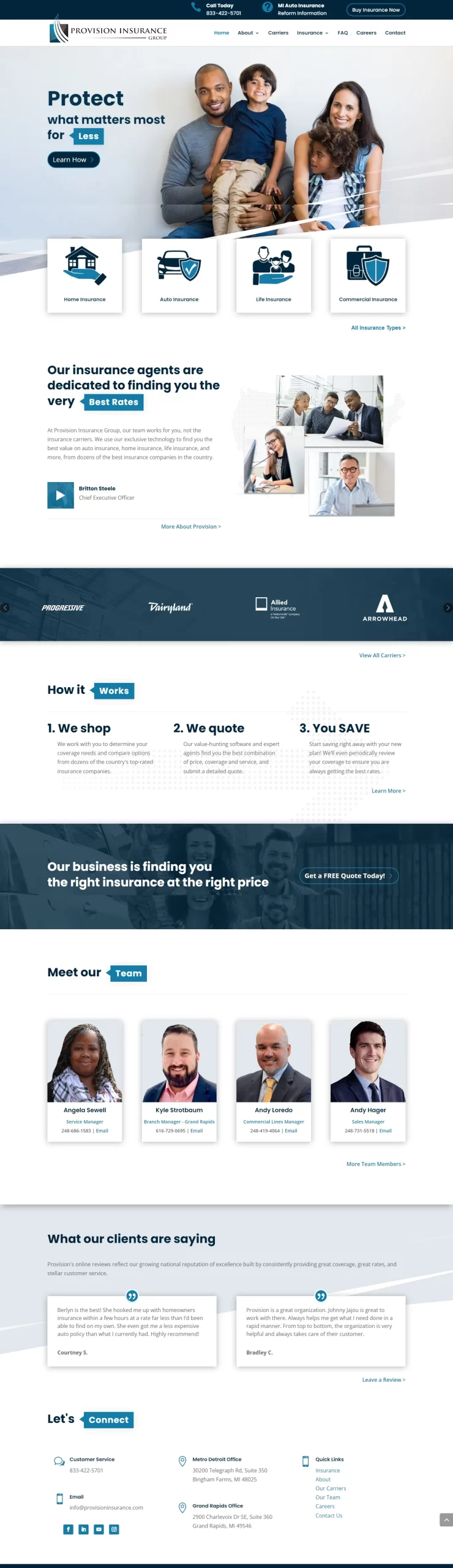Provision Insurance Group Homepage Screenshot