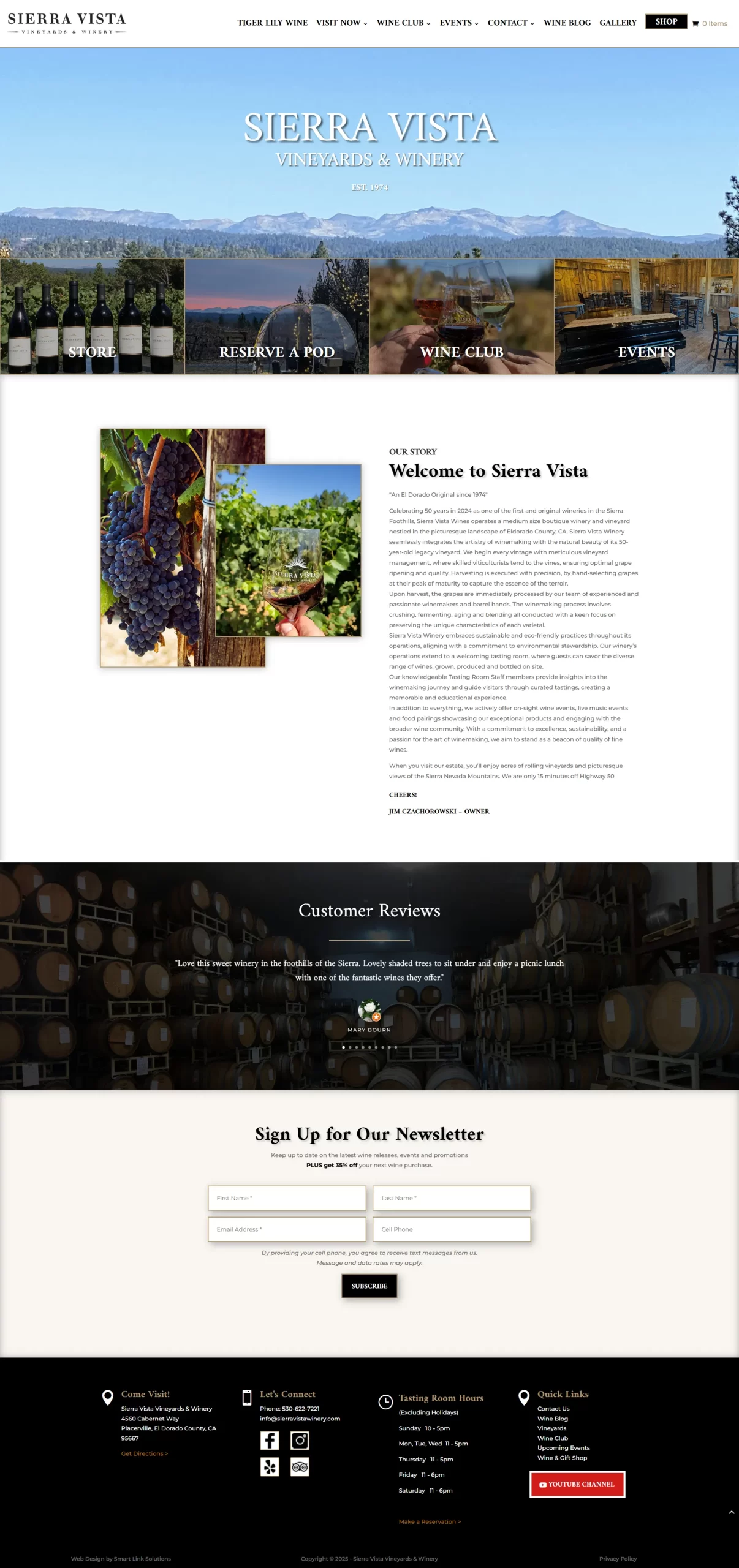 Sierra Vista Winery Homepage Screenshot