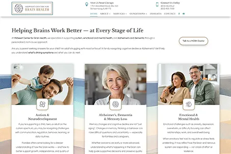 Midwest Center for Brain Health HP Screenshot Thumbnail
