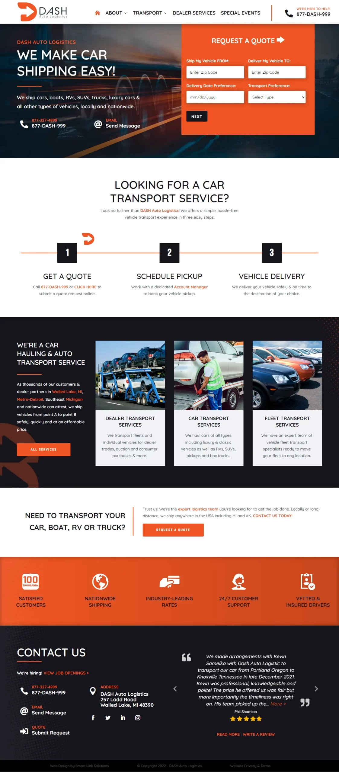 Dash Auto Logistics Website Screenshot