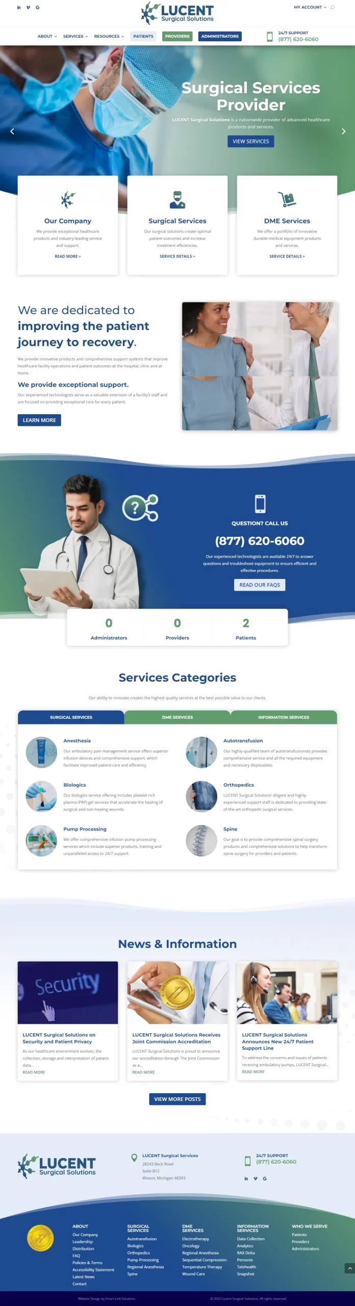 lucent surgical solutions website homepage screenshot