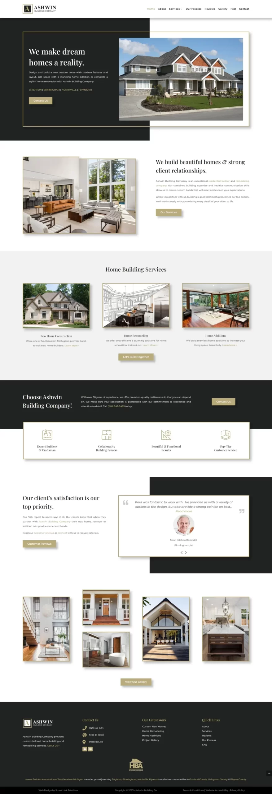 Ashwin Building Company Website Homepage Screenshot