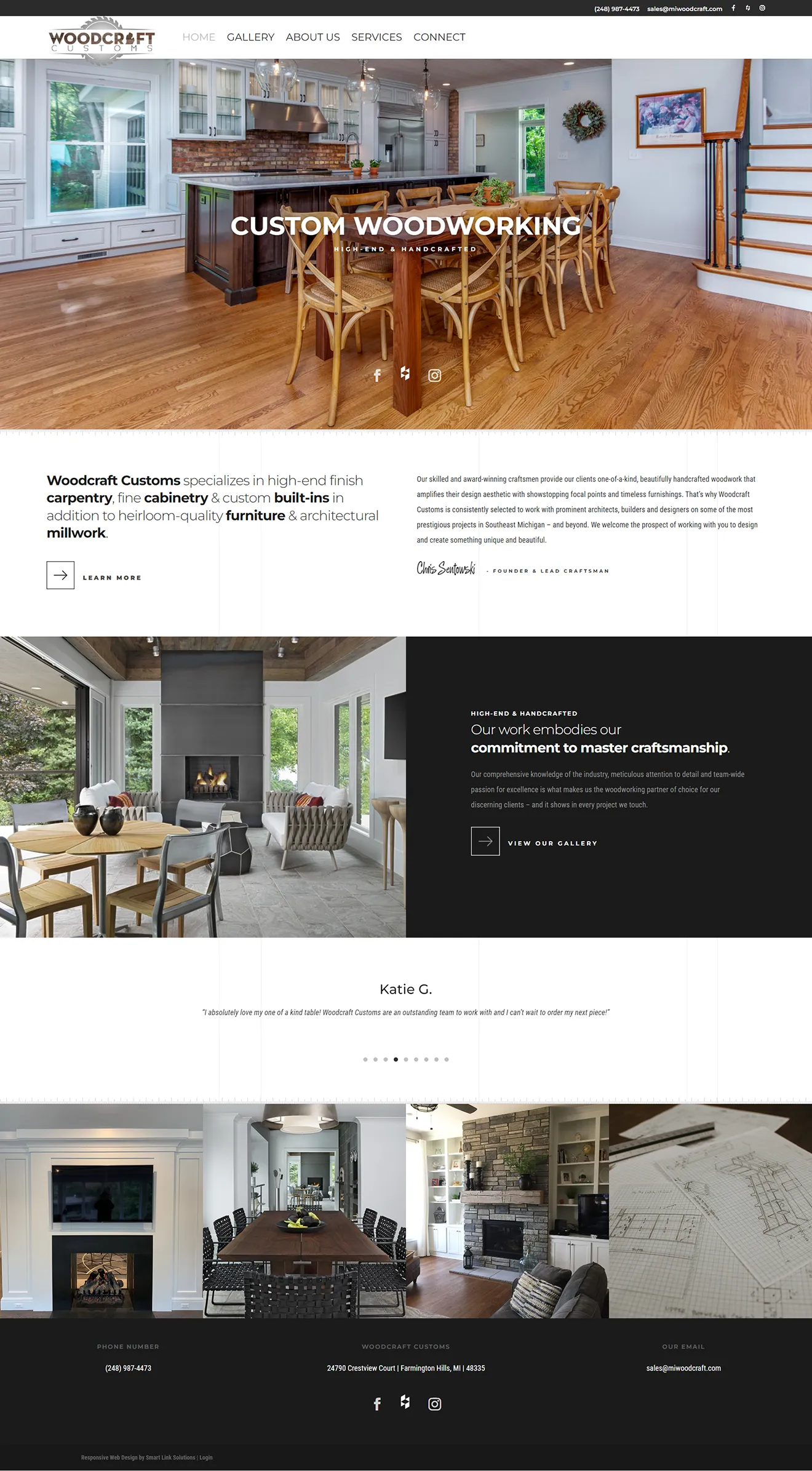 woodcraft customs website screenshot