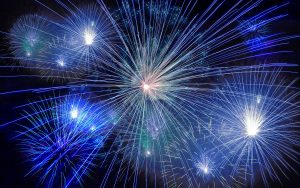 colorful fireworks bursting in the sky