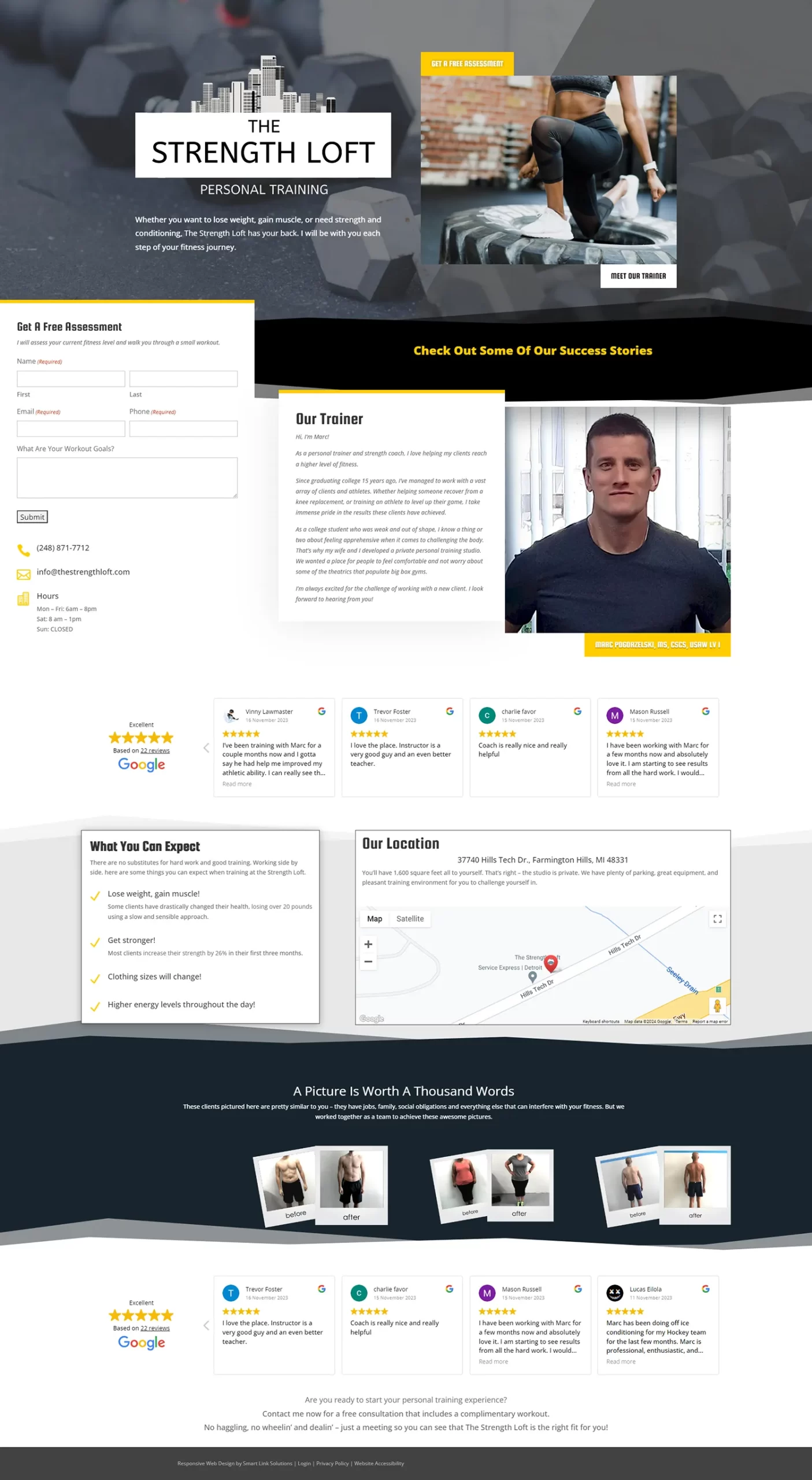 The Strenght Loft Personal Training Homepage Screenshot