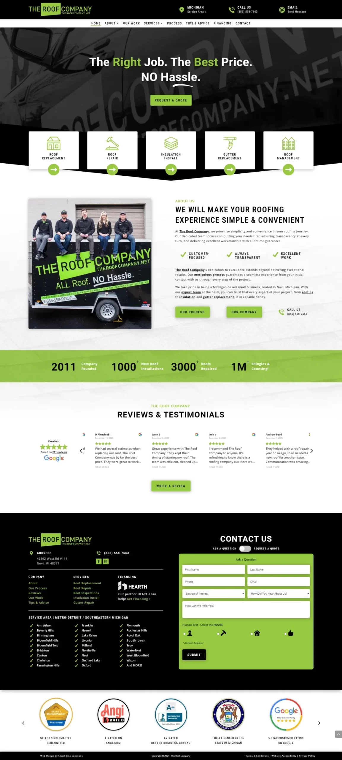 The Roof Company Homepage Screenshot