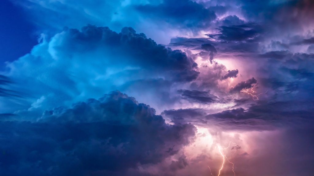 raging thunder storm with bolts of lightning