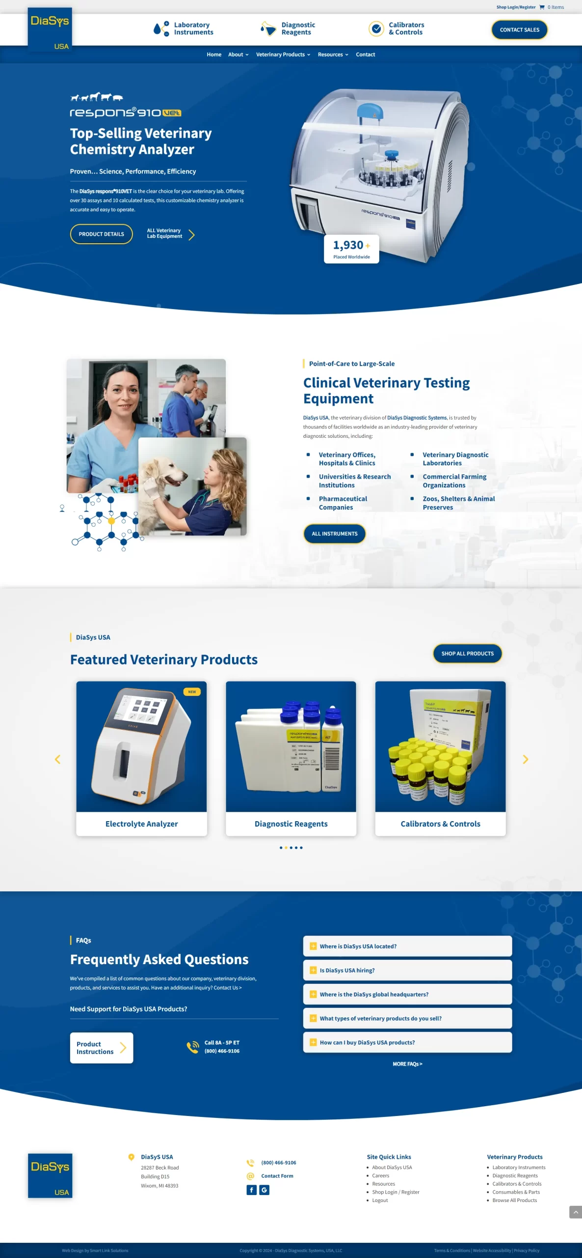 Go to Website DiaSys USA Homepage Screenshot