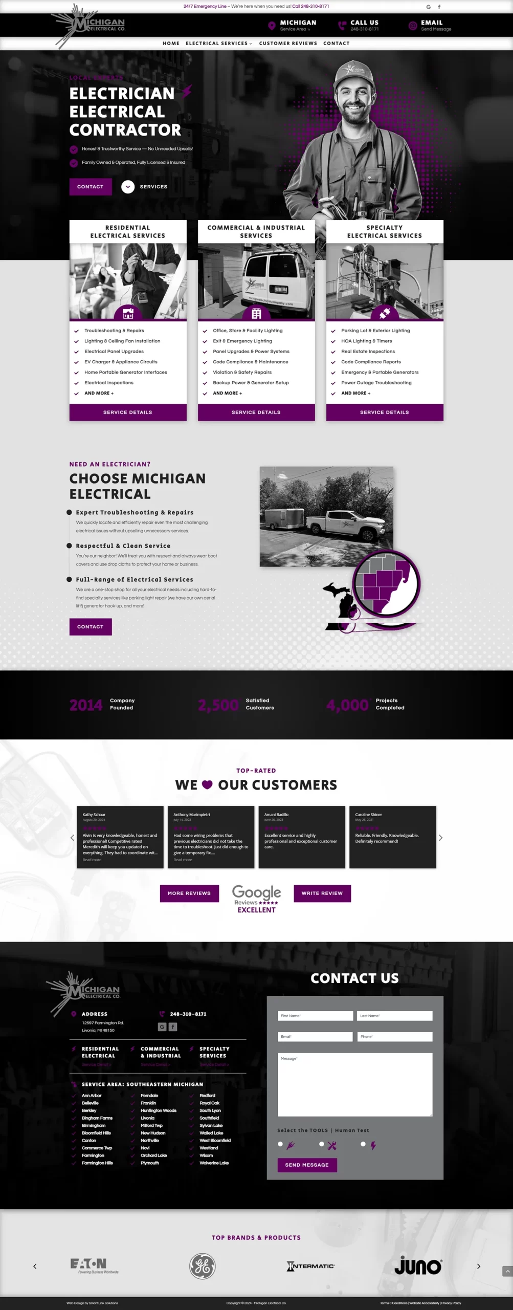 Michigan Electrical Company Website Homepage Screenshot (1)