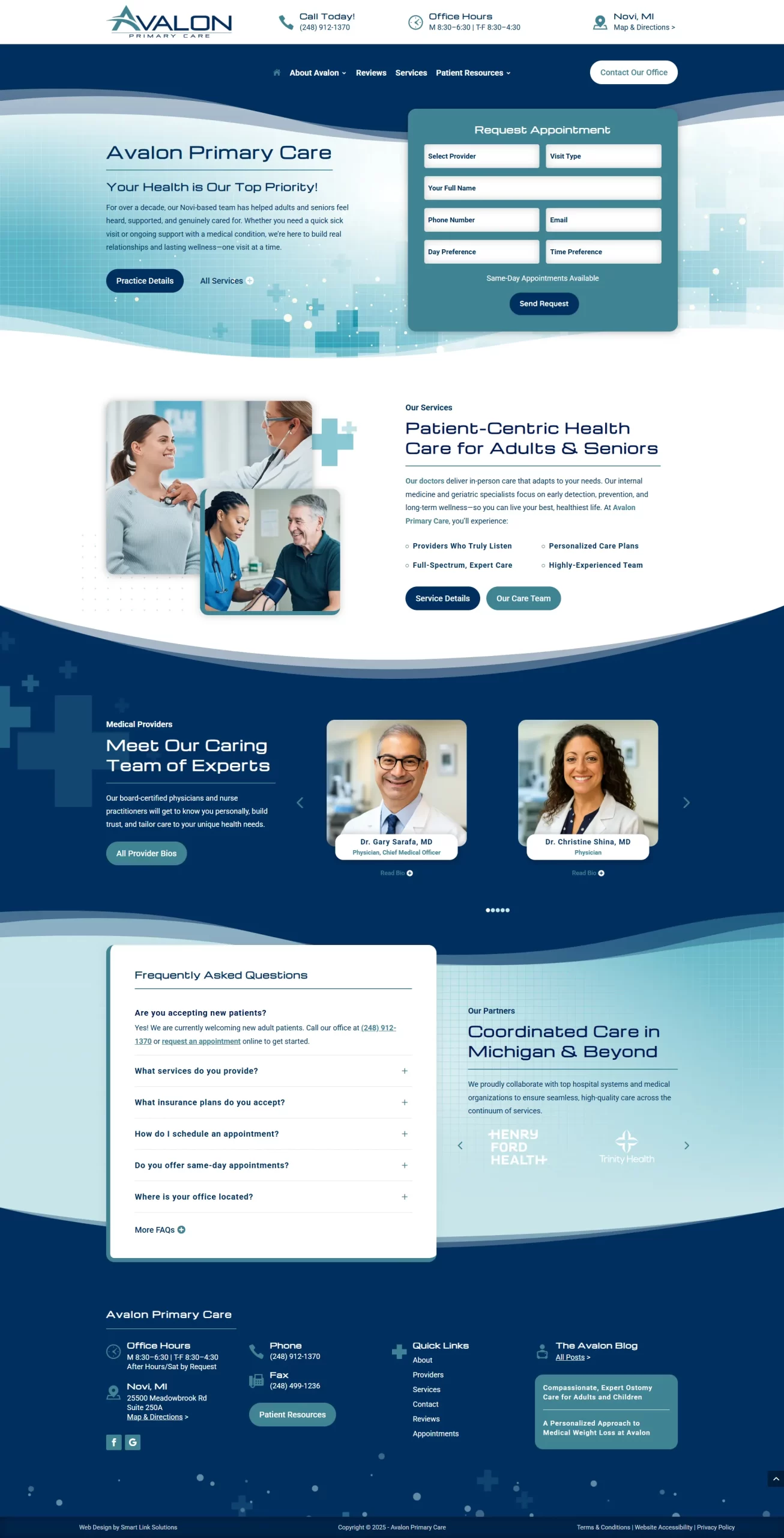 Avalon Primary Care Website Screenshot