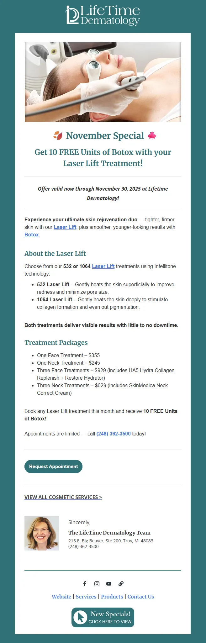 Lifetime Email Example