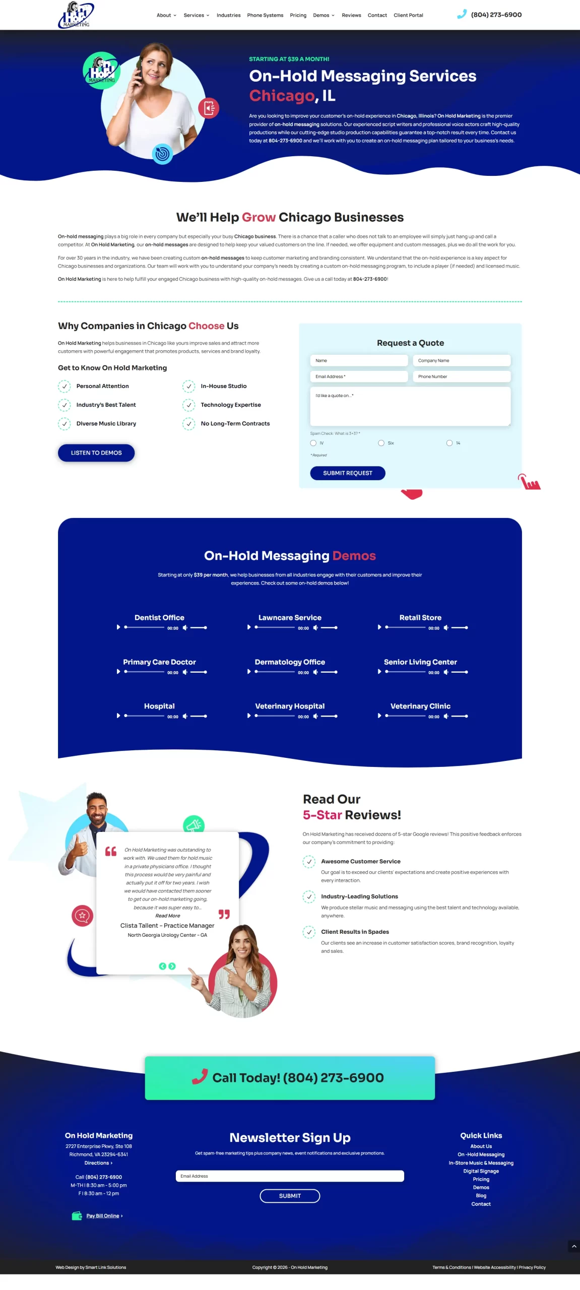 Oh Hold Marketing Landing Page copy