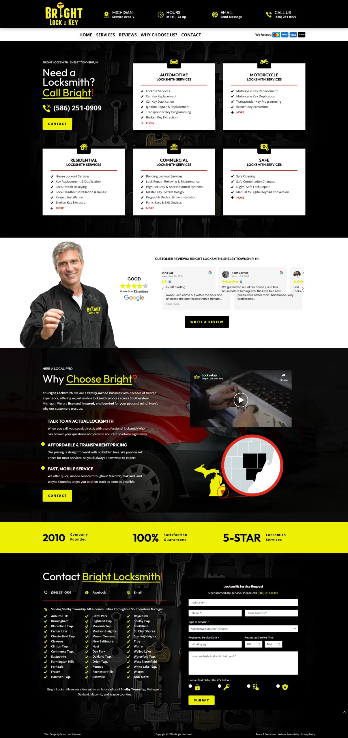 one page service landing page